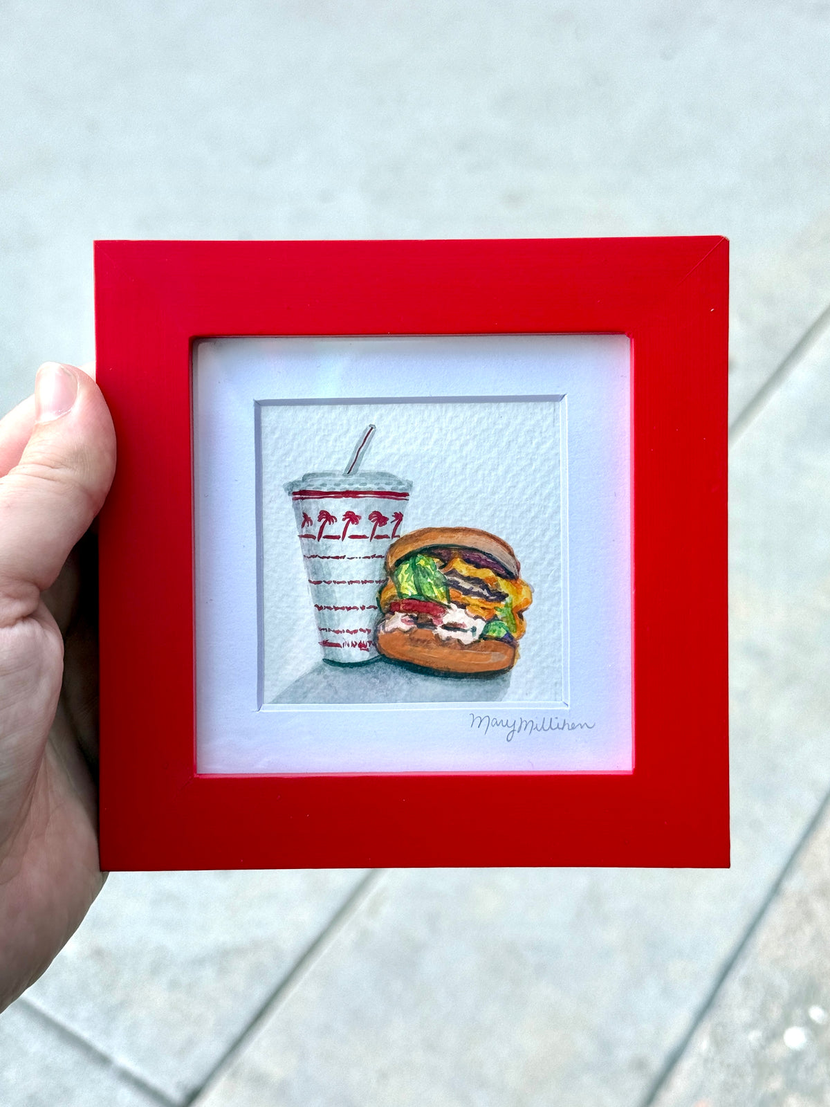 In N Out Watercolor - Burger and Beverage
